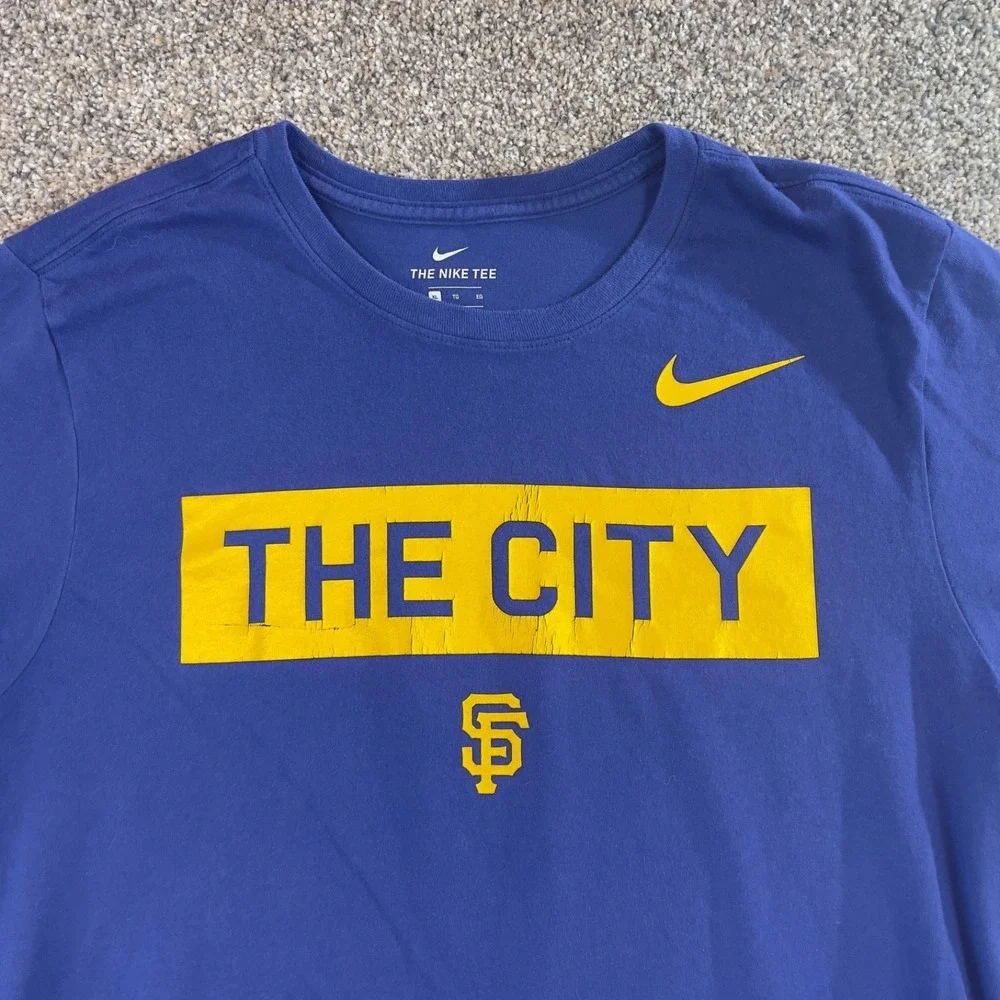 Nike Dri-Fit Golden State Warriors The City Shirt Mens‎ XL Blue Yellow NBA Tee